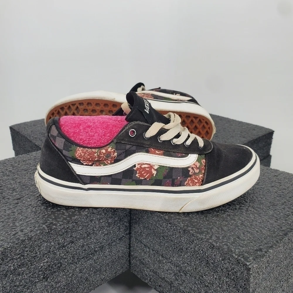 Vans Old Skool 508731 Low Top Black Floral Sneakers Size 4 Missy Youth Shoes